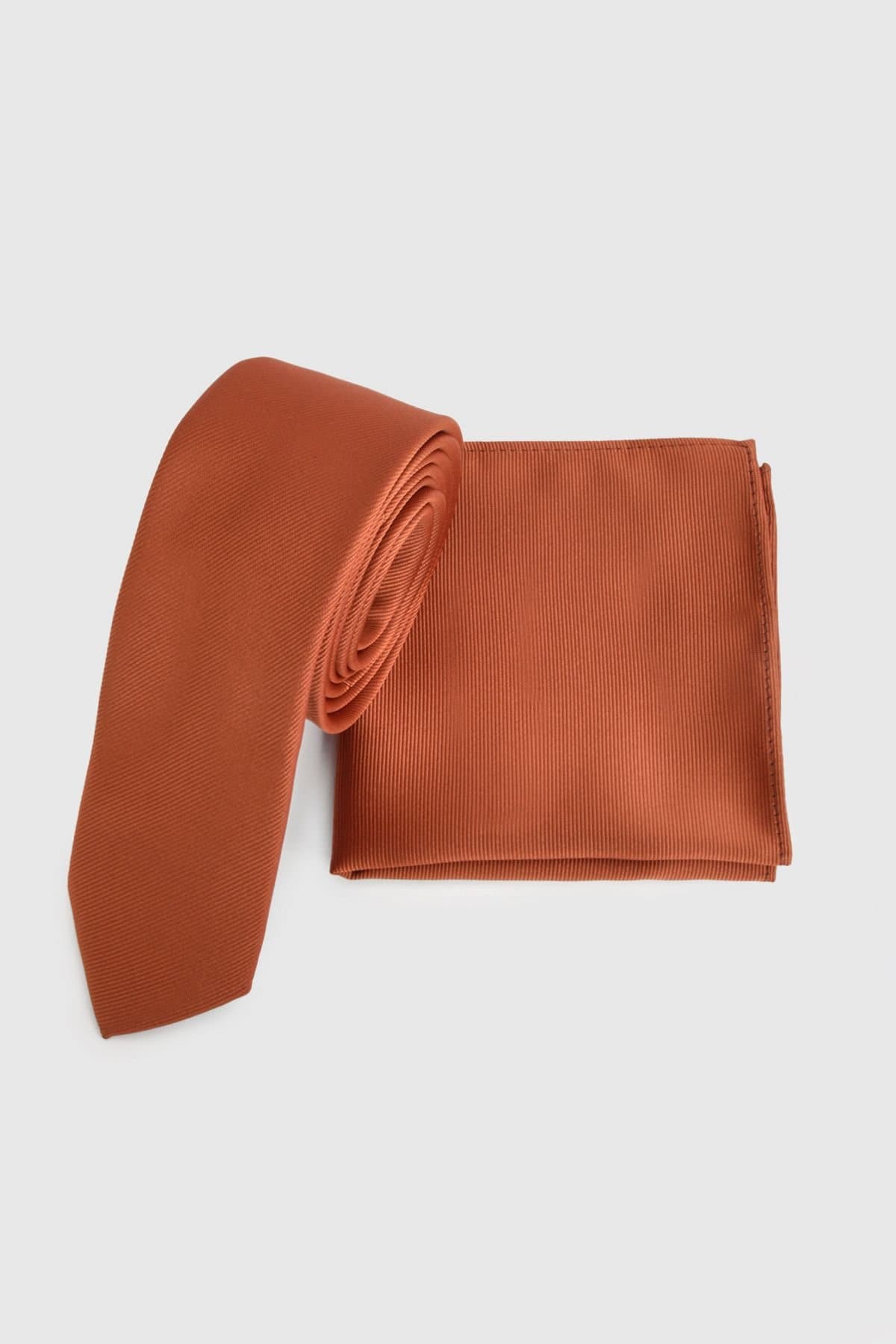 Burton Burton Men's Rust Tie & Pocket Square