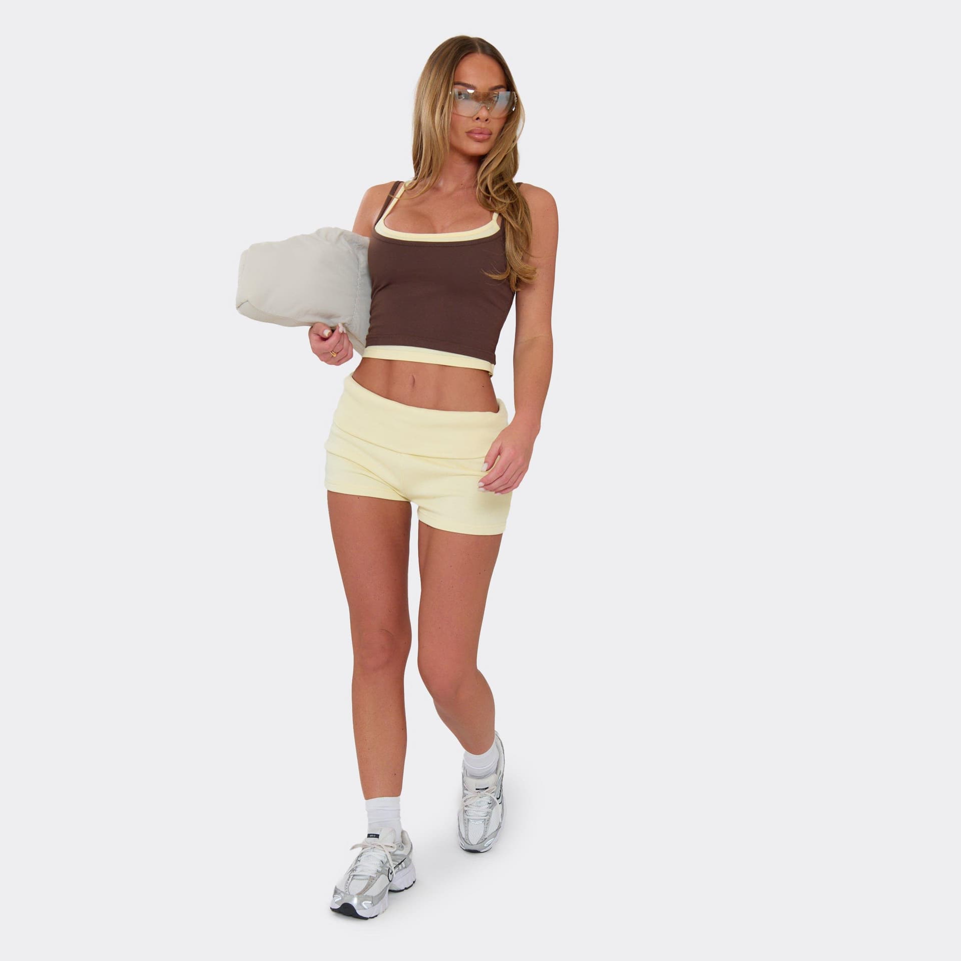 EGO EGO Lemon Jersey Fold Over Mini Hot Pant Shorts