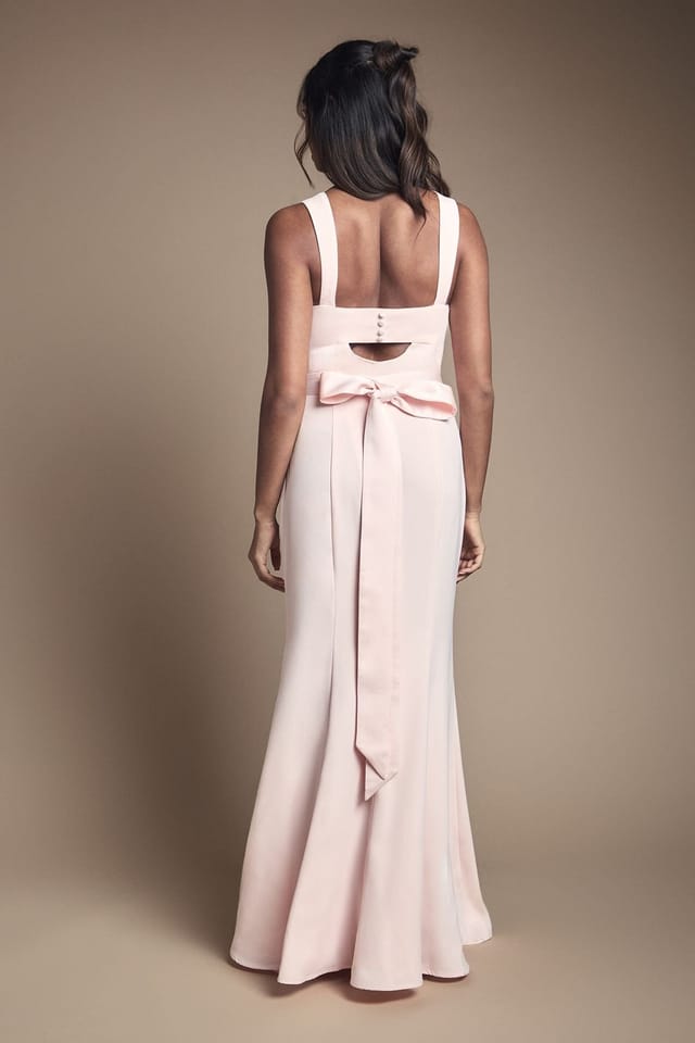 Coast Coast Women's Strappy Satin Bridesmaid Dress With Tie Back Detail in Blush - 3