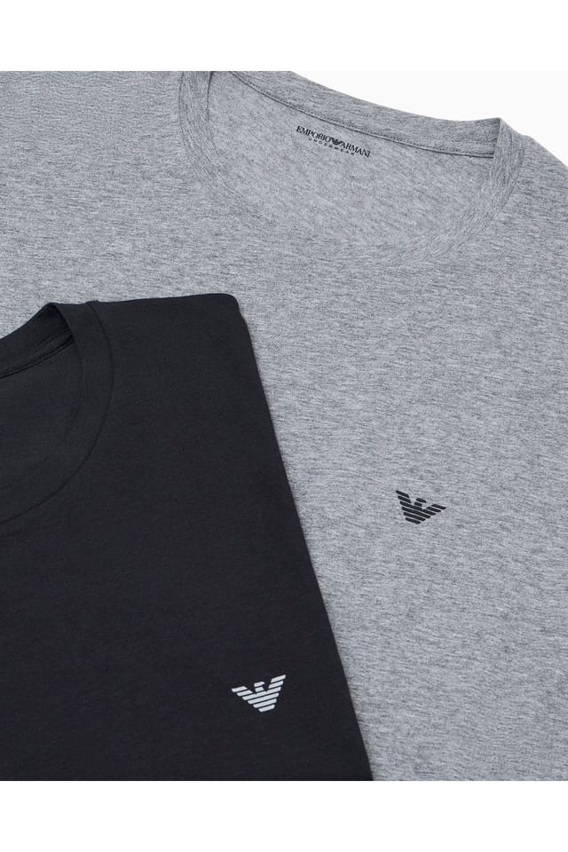 Emporio Armani Emporio Armani Men's 2 Pack Crew Neck T-Shirts Grey Marl Black - 2