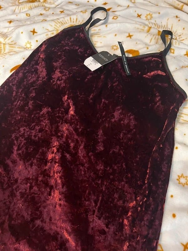 Topshop Topshop Red Velvet slip dress 90’s style size 10