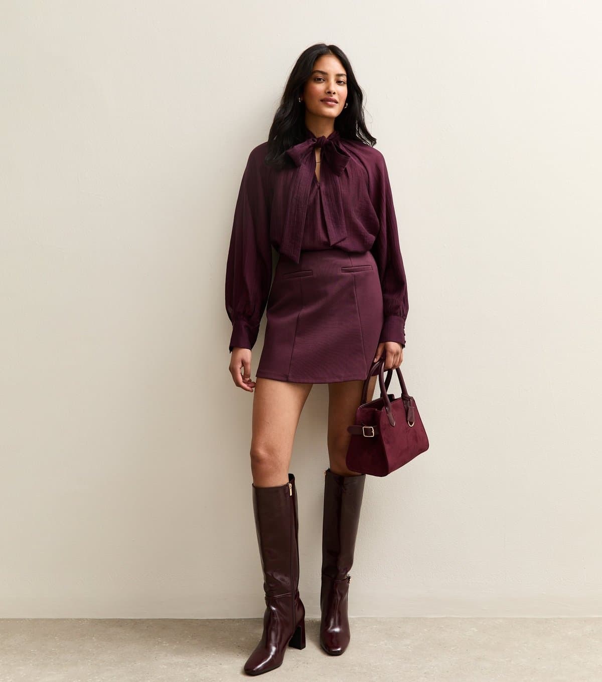 New Look Women's Dark Burgundy A Line Mini Skirt New Look