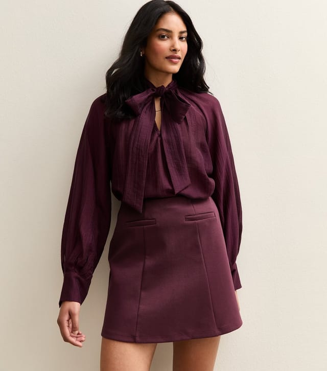 New Look Women's Dark Burgundy A Line Mini Skirt New Look - 2