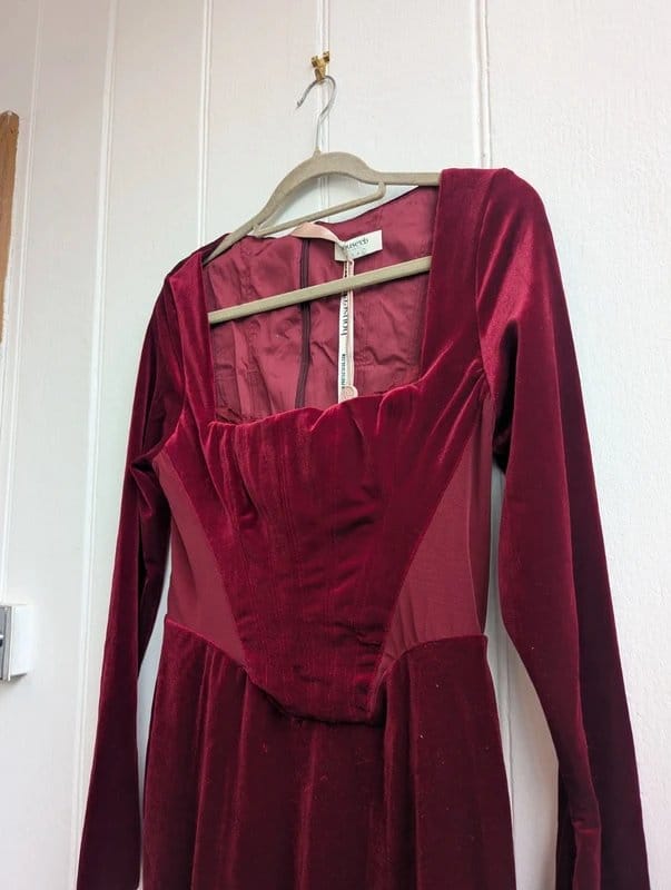 House of CB House of CB Solaine Wine Velvet Corset Dress Size L - 1