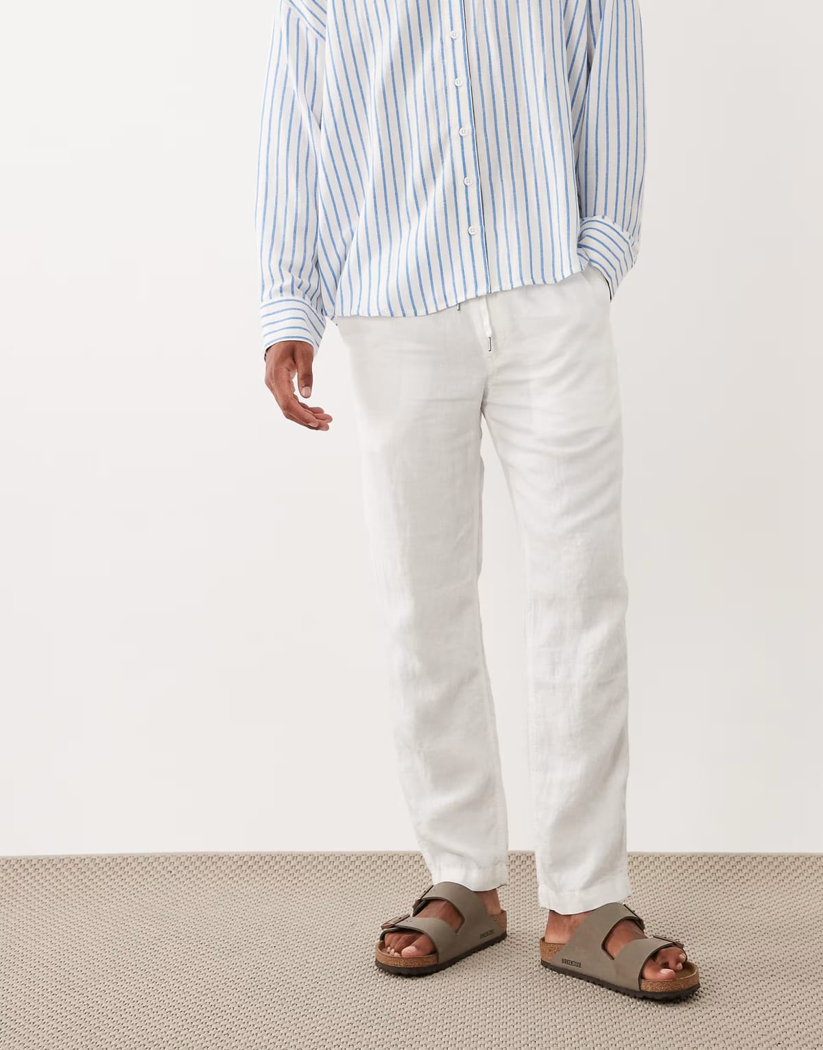 ASOS Polo Ralph Lauren linen drawstring trousers in white - 1