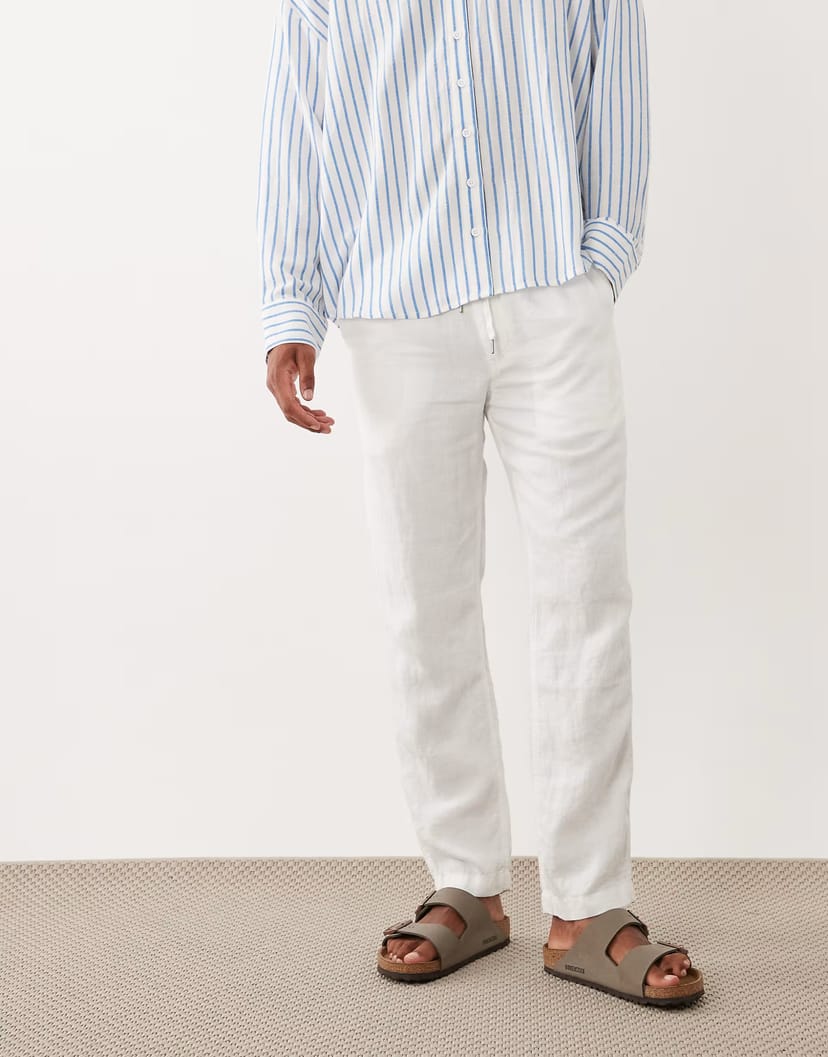 ASOS Polo Ralph Lauren linen drawstring trousers in white - 1