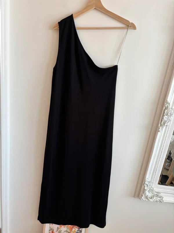 ARKET Black Viscose One-Shoulder Maxi Dress