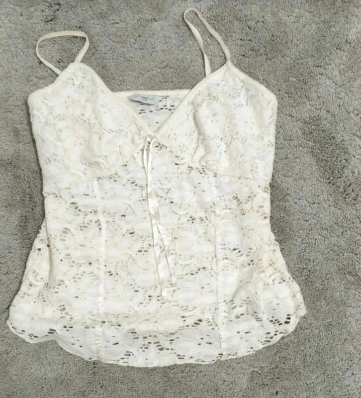 New Look Lace crochet basque corset top peasant milkmaid  vest cami size 14