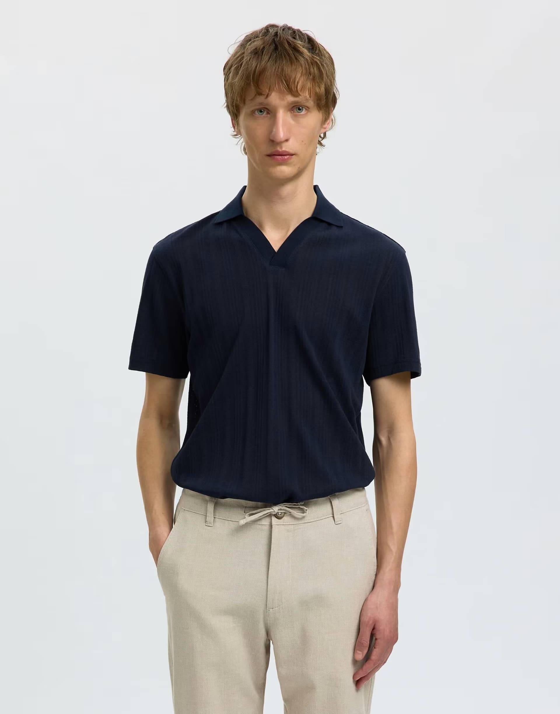 ASOS Selected Polo shirt in dark sapphire