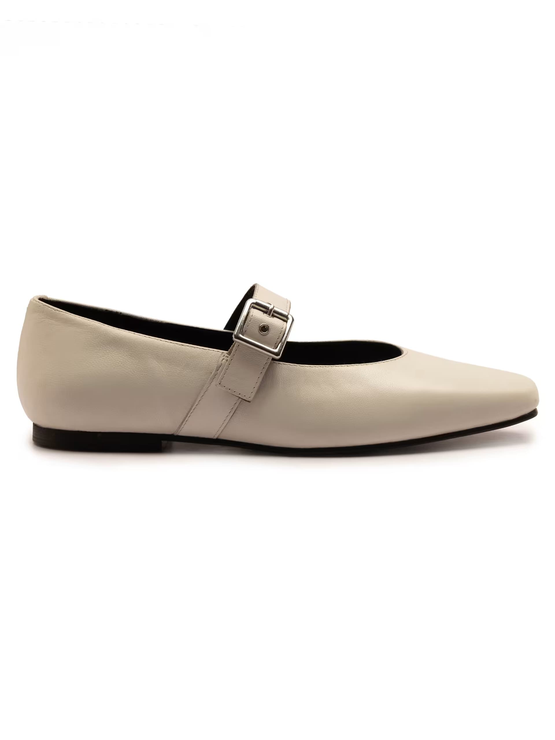 ASOS Off The Hook Cuffley leather square toe mary jane flats in white