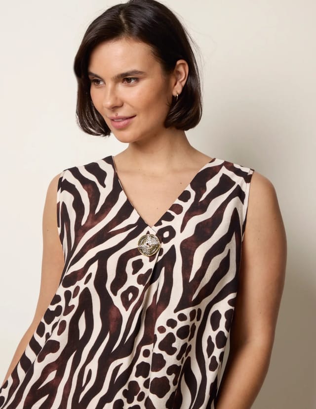 Blue Vanilla Animal Print V Neck Dress - 2