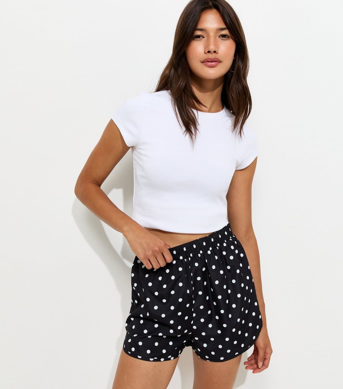 New Look New Look Black Polka Dot Parachute Run Shorts