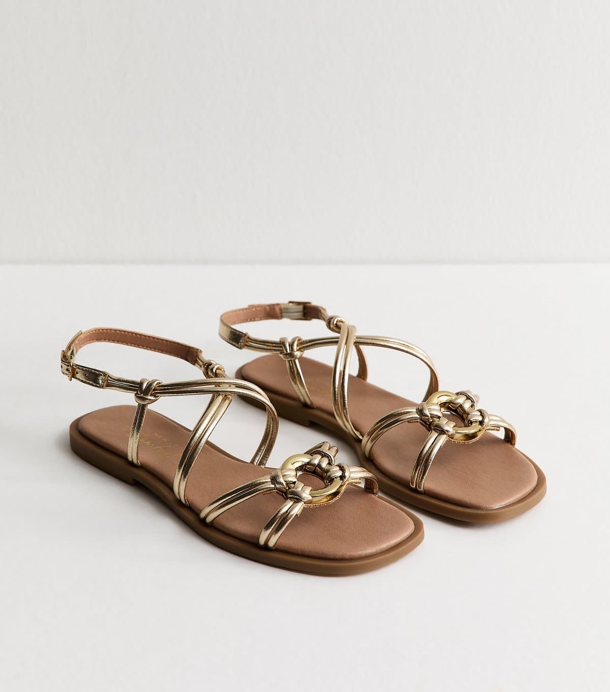 New Look Women's Gold Tone Multistrap Sandals Vegan New Look