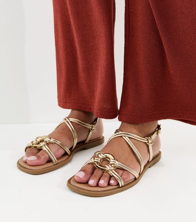 New Look Women's Gold Tone Multistrap Sandals Vegan New Look - 2