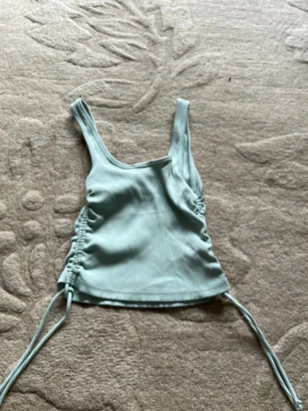 Bershka Ruched side with tie mint crop top
