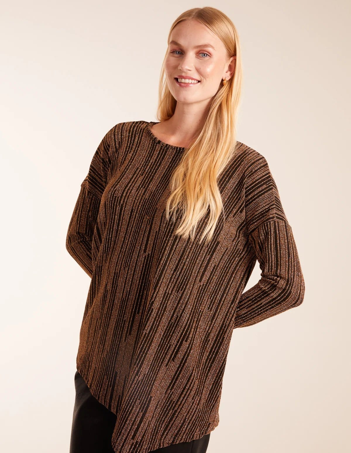 Blue Vanilla Asymmetric Batwing Metallic Top - 1