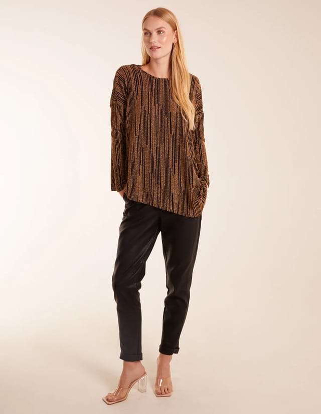 Blue Vanilla Asymmetric Batwing Metallic Top - 2