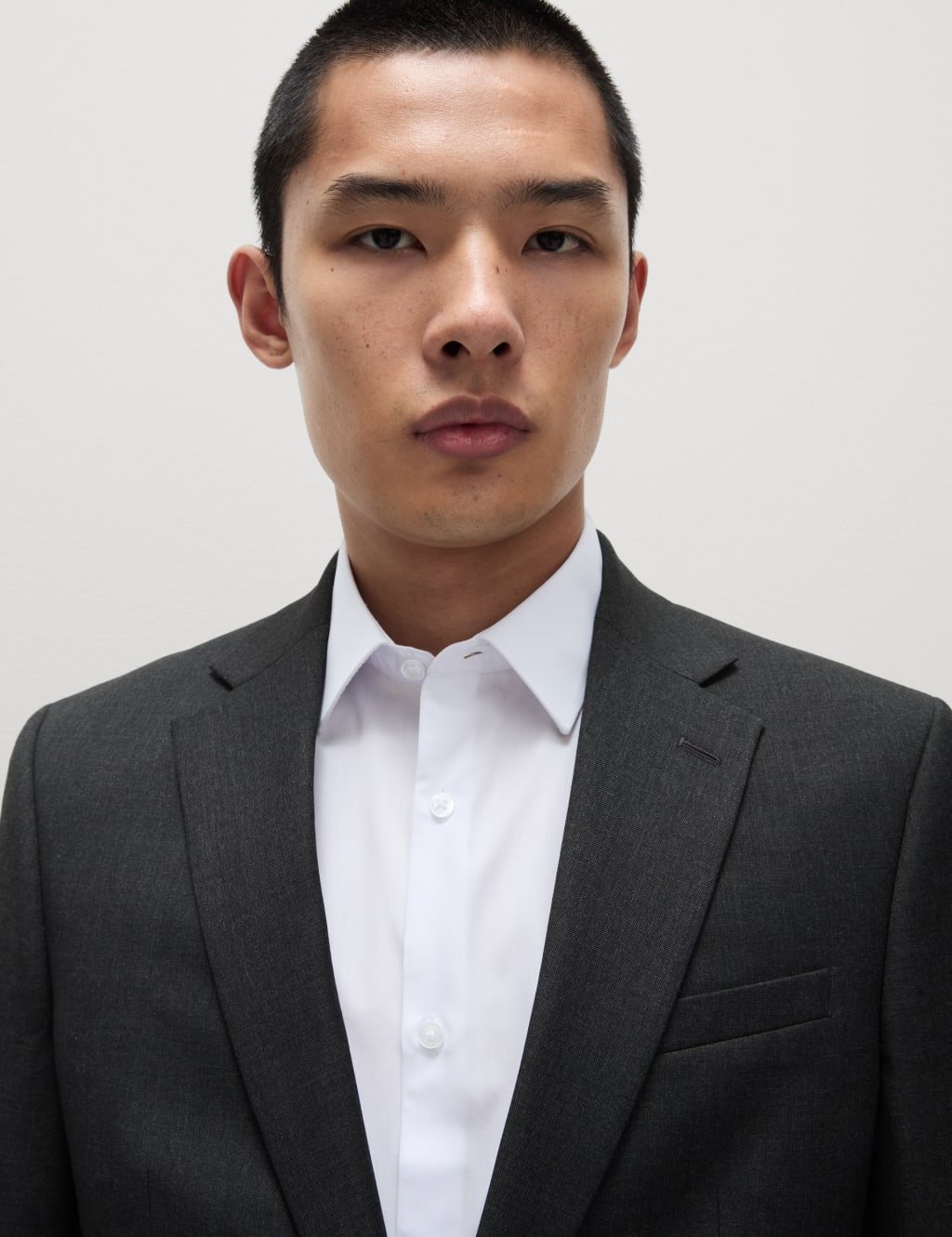 Marks & Spencer M&S Slim Fit Easy Iron Cotton Blend Shirt White - 4