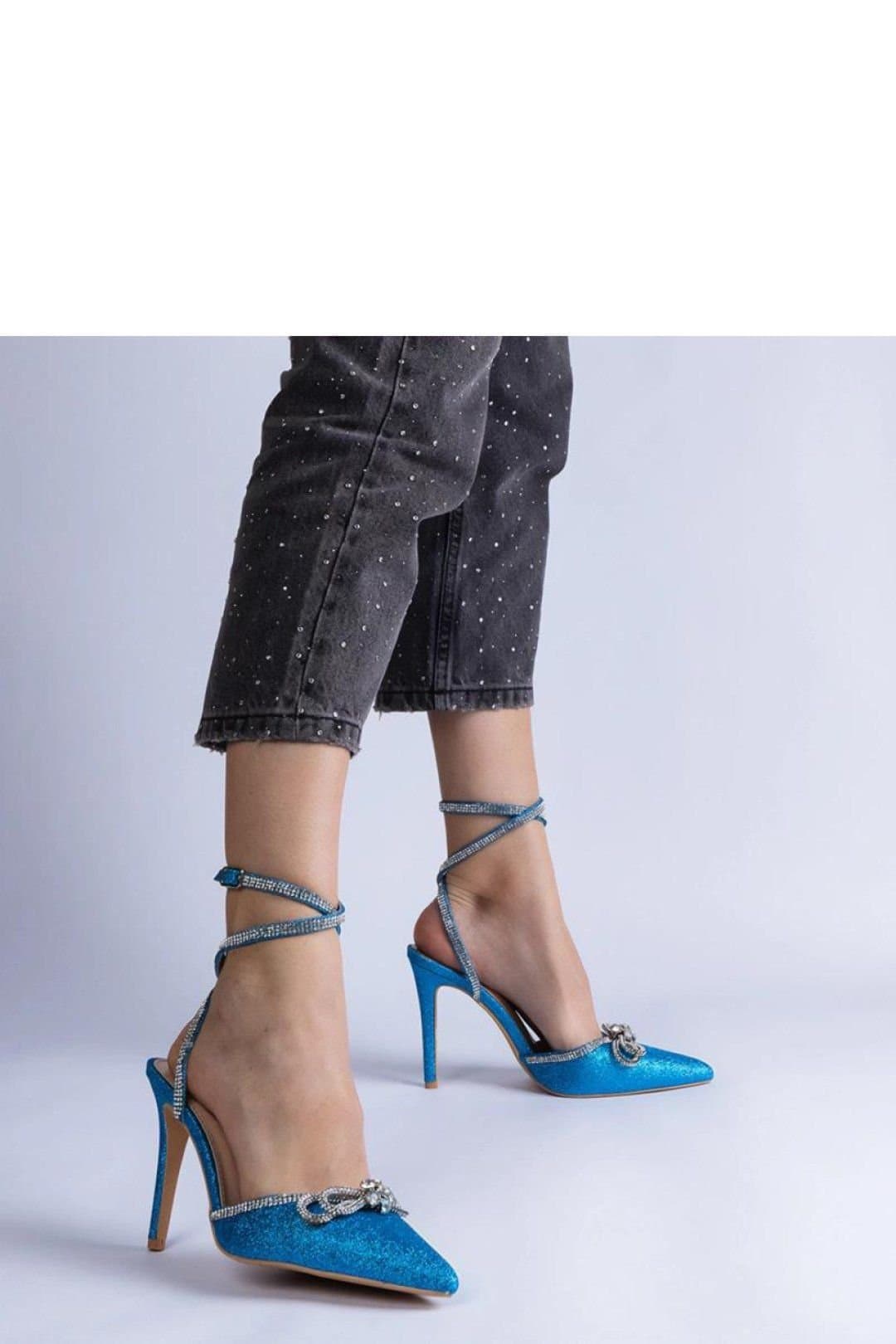 Love Lace Love Lace Women's High Heel Pumps with Bow & Zircon Detail for Summer Comfort in Blue