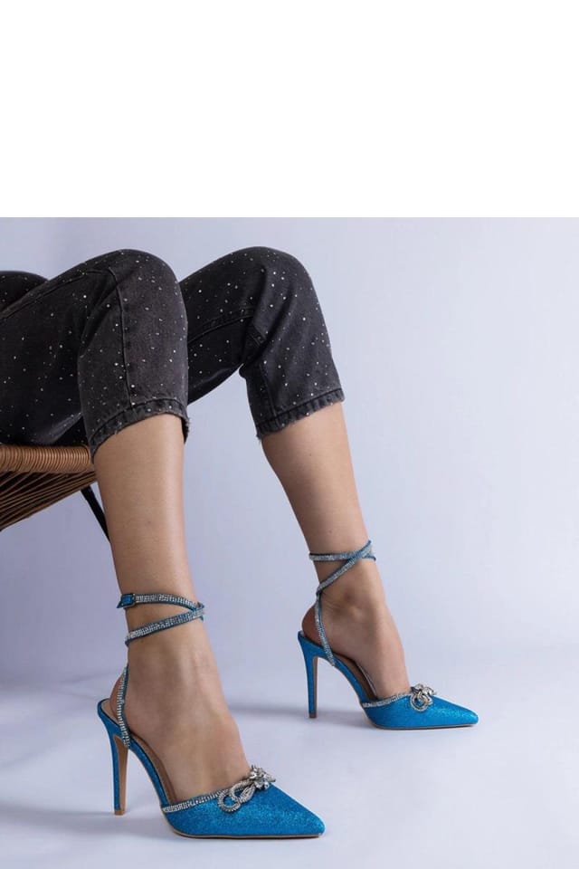 Love Lace Love Lace Women's High Heel Pumps with Bow & Zircon Detail for Summer Comfort in Blue - 2