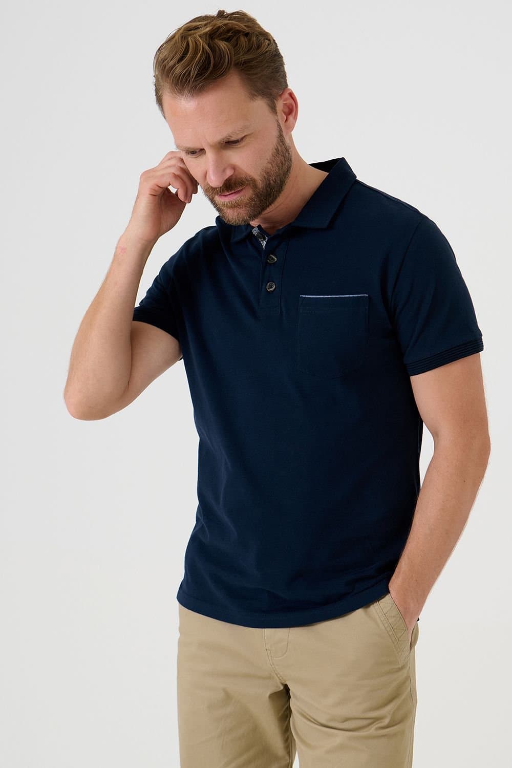 Saltwell Saltwell Men's Short Sleeve Cotton Polo Shirt in Navy