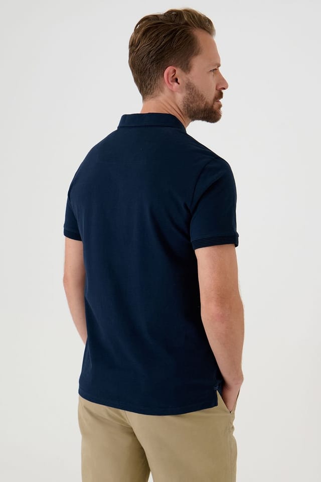 Saltwell Saltwell Men's Short Sleeve Cotton Polo Shirt in Navy - 2