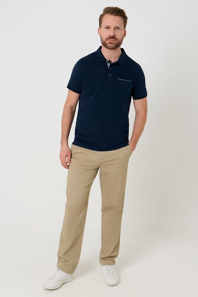 Saltwell Saltwell Men's Short Sleeve Cotton Polo Shirt in Navy - 3