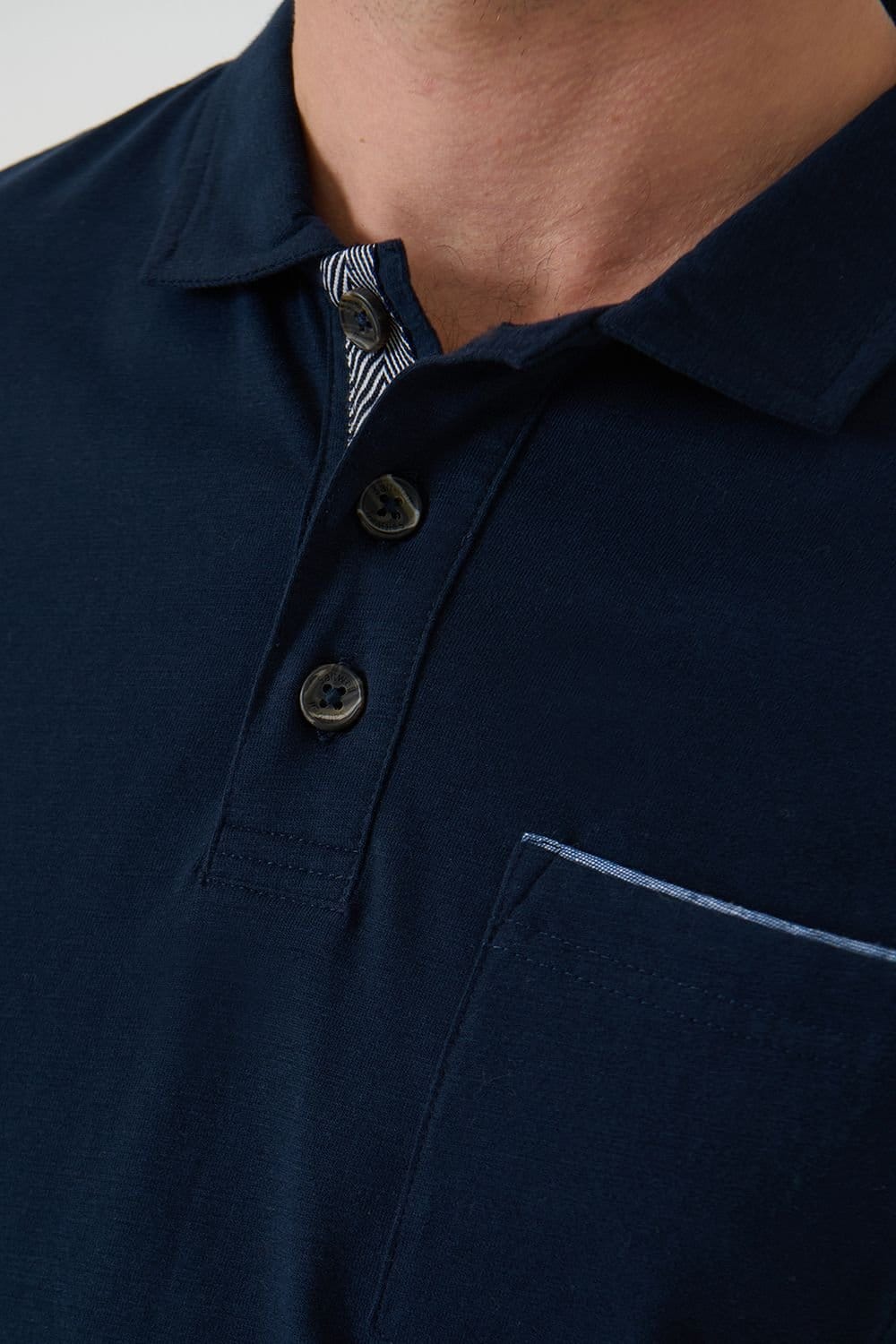 Saltwell Saltwell Men's Short Sleeve Cotton Polo Shirt in Navy - 4