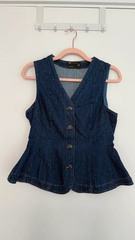 ASOS Design ASOS Design denim peplum waistcoat in denim blue