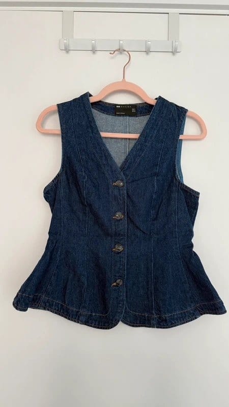 ASOS Design ASOS Design denim peplum waistcoat in denim blue - 1