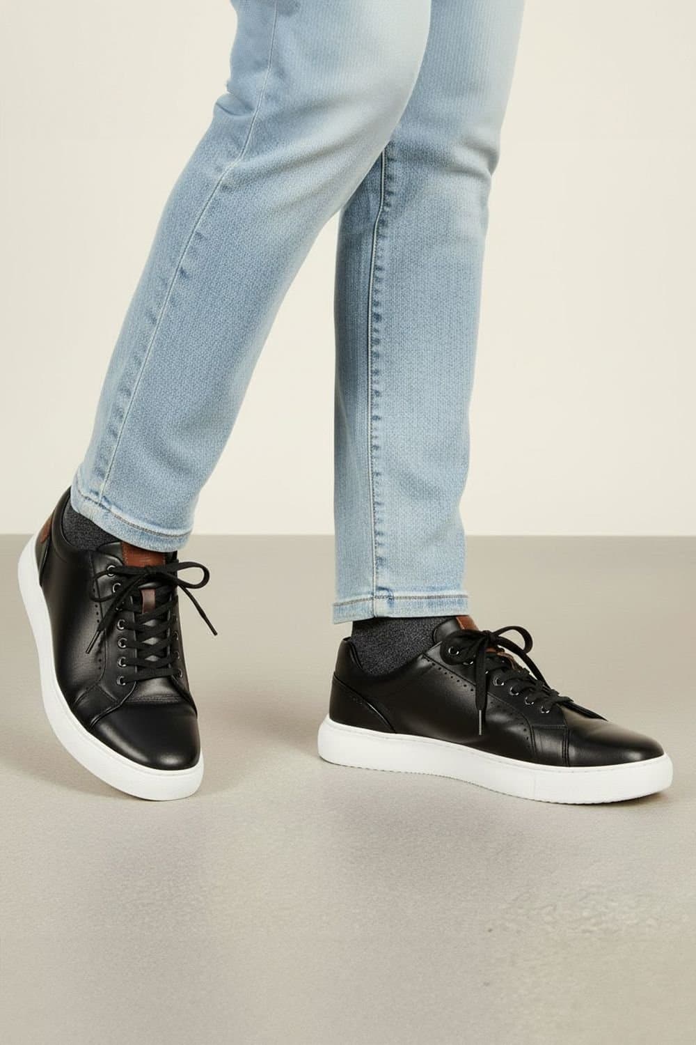 Amen Shoes Amen Shoes Men's Cavan Leather Cup Sole Trainers in Black