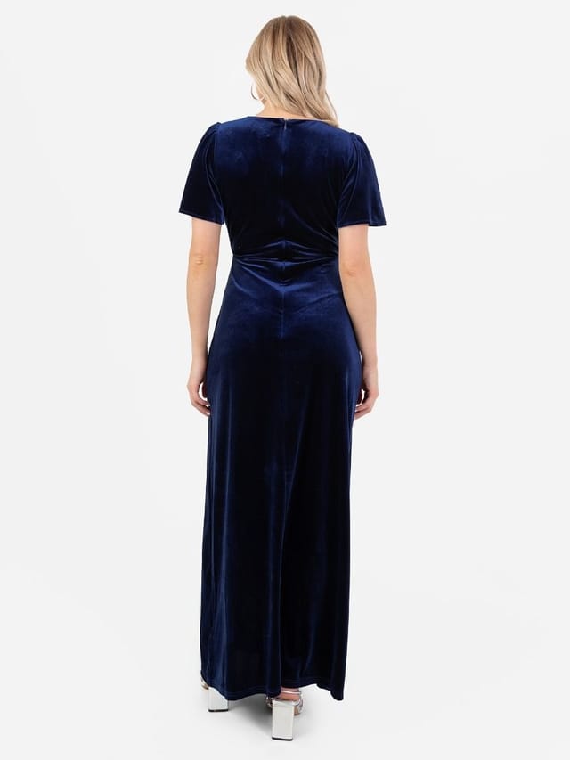 Maya Deluxe Maya Deluxe Women's Faux Wrap Velvet Maxi Dress in Navy - 3