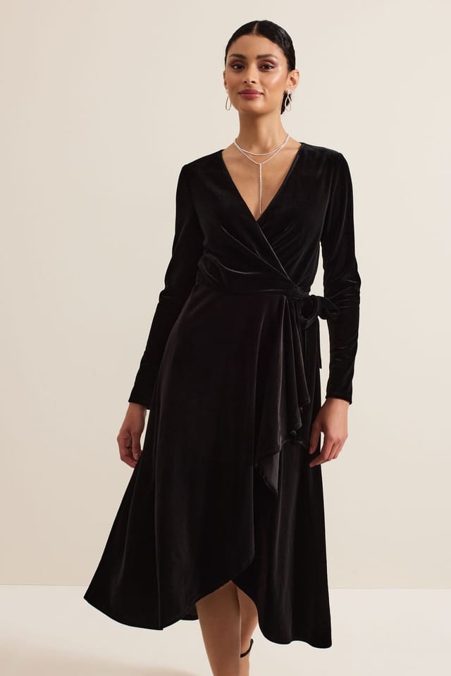 Phase Eight Phase Eight Women's Julia Velvet Wrap Dress in Black - 3