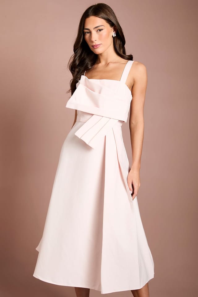 Coast Coast Women's Pleat Twist Detail Midi Dress in Blush - 2