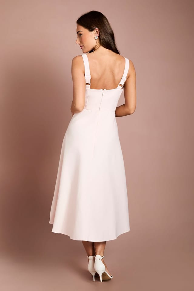 Coast Coast Women's Pleat Twist Detail Midi Dress in Blush - 3