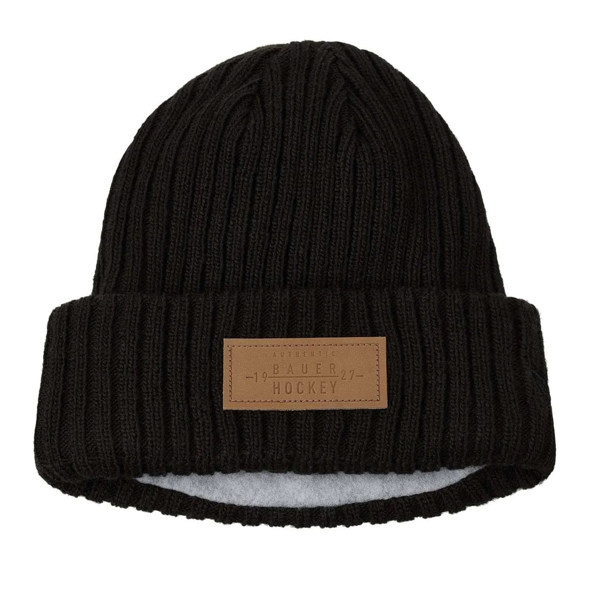 Bauer Bauer Men's Leather Patch Beanie in Black - 1