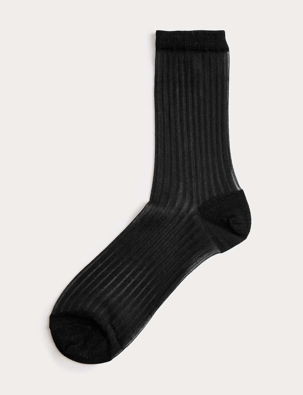 Marks & Spencer M&S Sparkly Ribbed Crew Socks in Black