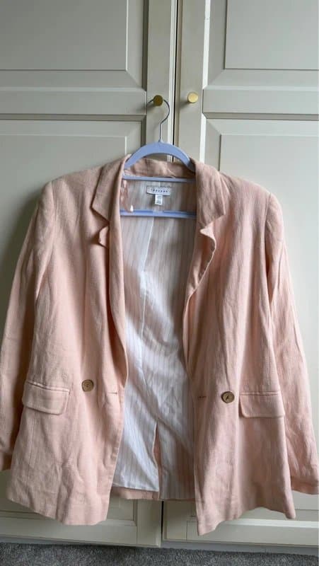 Topshop Pink linen look blazer