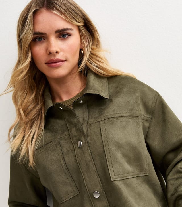 New Look Women's Petite Khaki Faux Suede Shacket New Look - 2