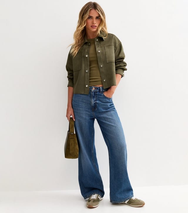 New Look Women's Petite Khaki Faux Suede Shacket New Look - 3