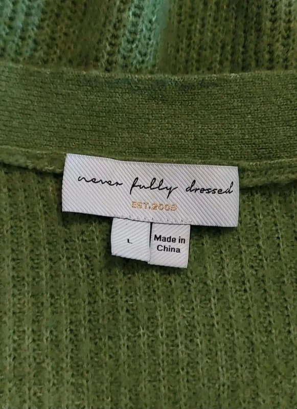 Never Fully Dressed Never Fully Dressed Green Long Belted Cardigan - size L/16