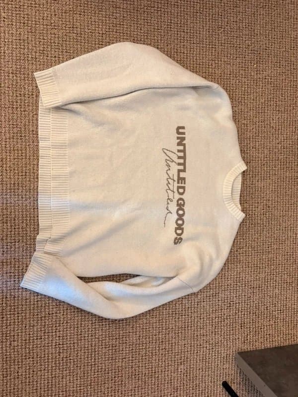 Bershka 🍦 Bershka "Untitled" Cream Knitted Jumper - Mens M - Clean Aesthetic 🍦