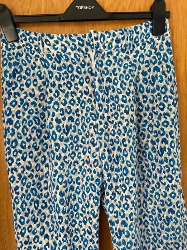 Never Fully Dressed Never fully dressed blue leopard silk trousers