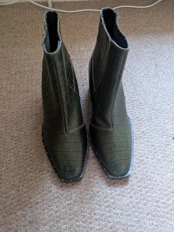 ASOS ASOS leather green croc print heeled ankle boots