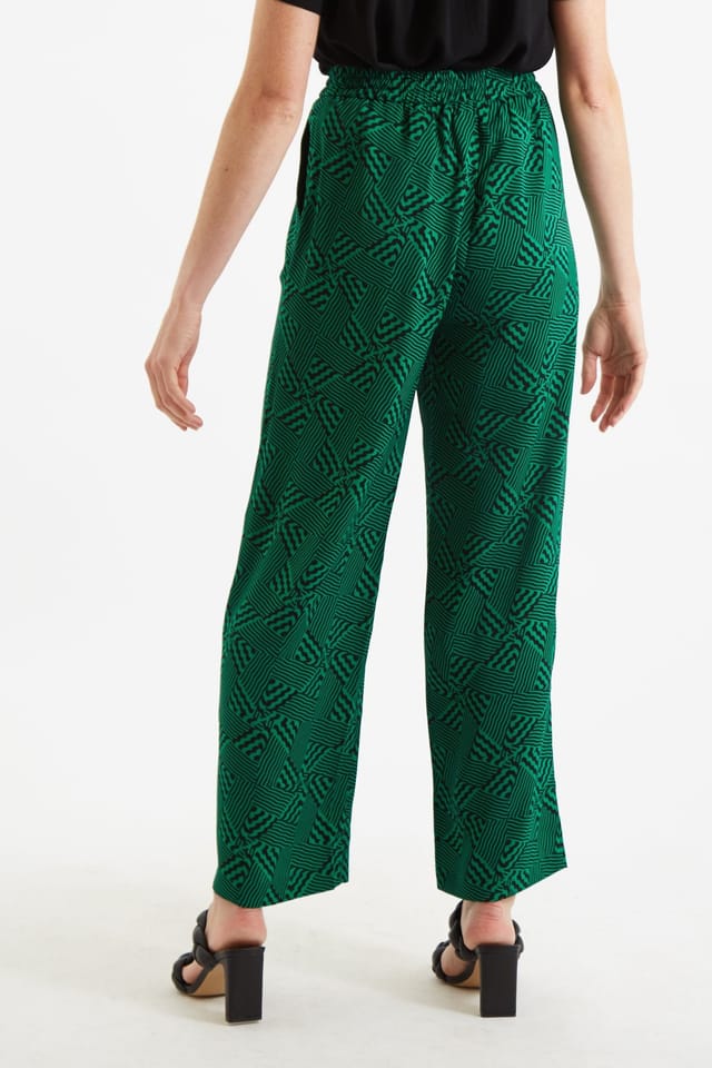Louche Louche Women's Emmanuella 60s Patchwork Print Pyjama Style Trouser in Green - 3