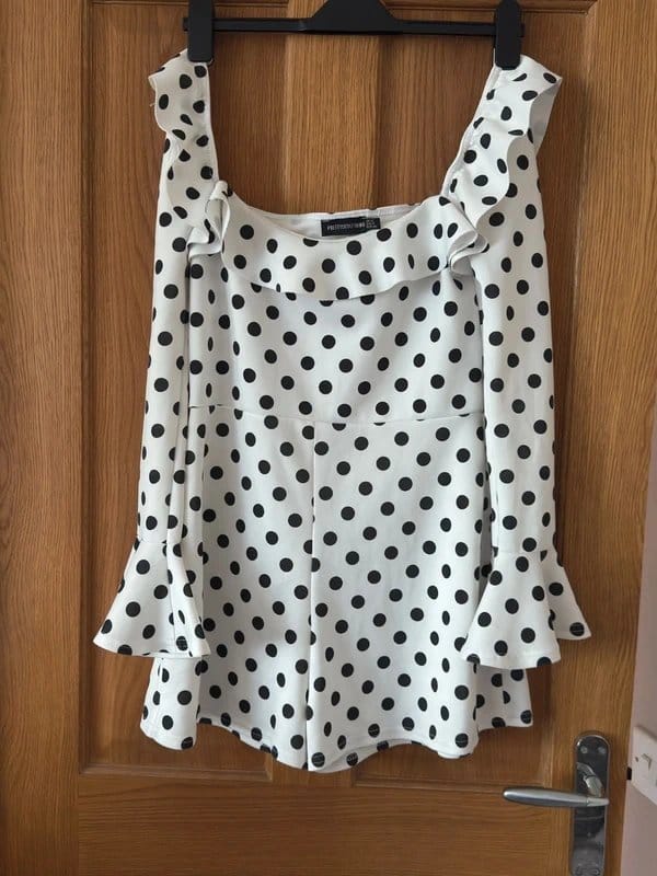 PLT Black & White Polka Dot Playsuit