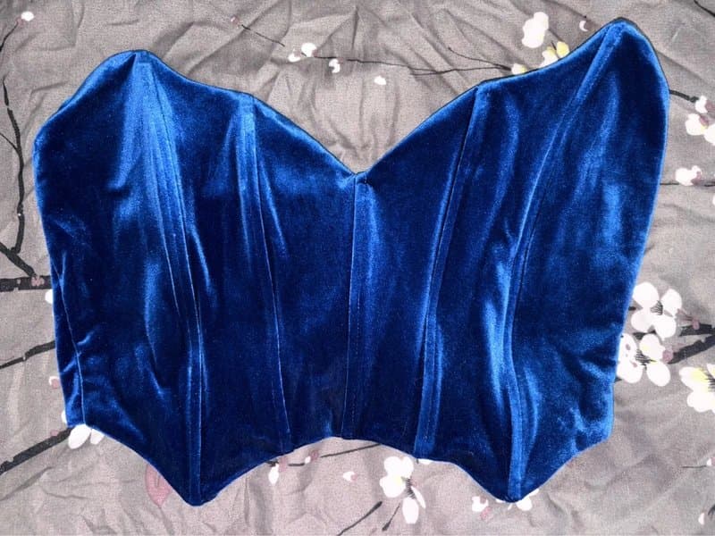 Bershka Velvet Royal Blue Corset Top