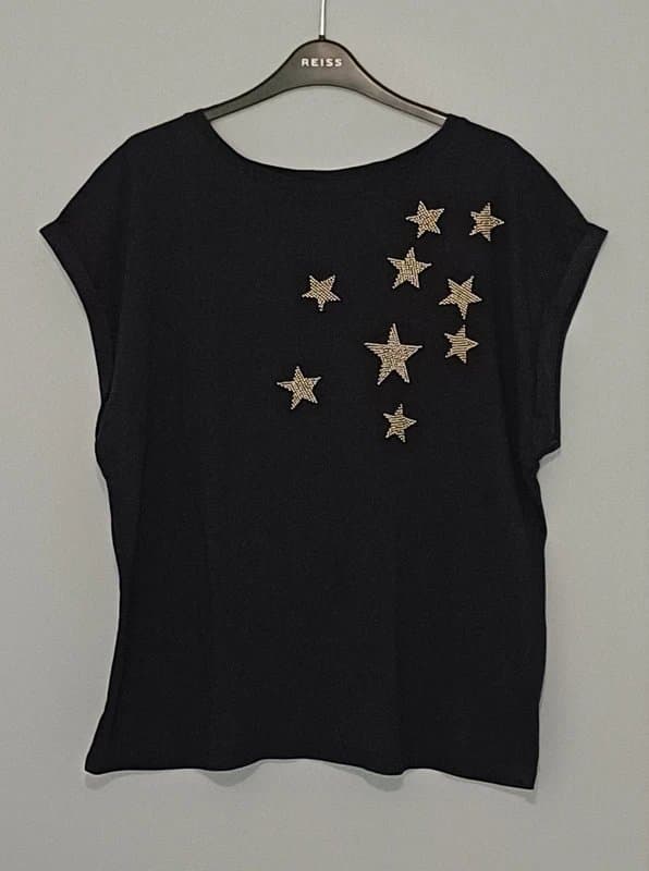 Mint Velvet Mint Velvet Dark Grey Star Print T-shirt- size XL/18