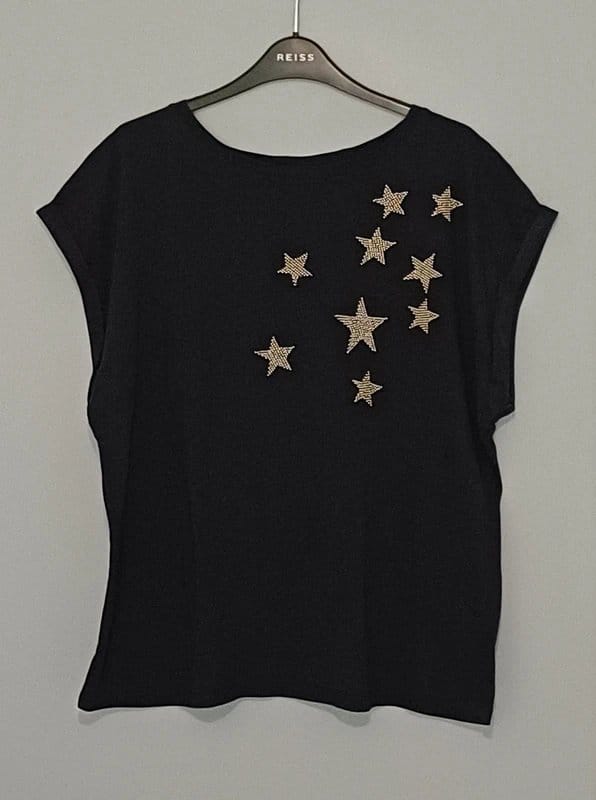 Mint Velvet Mint Velvet Dark Grey Star Print T-shirt- size XL/18 - 1