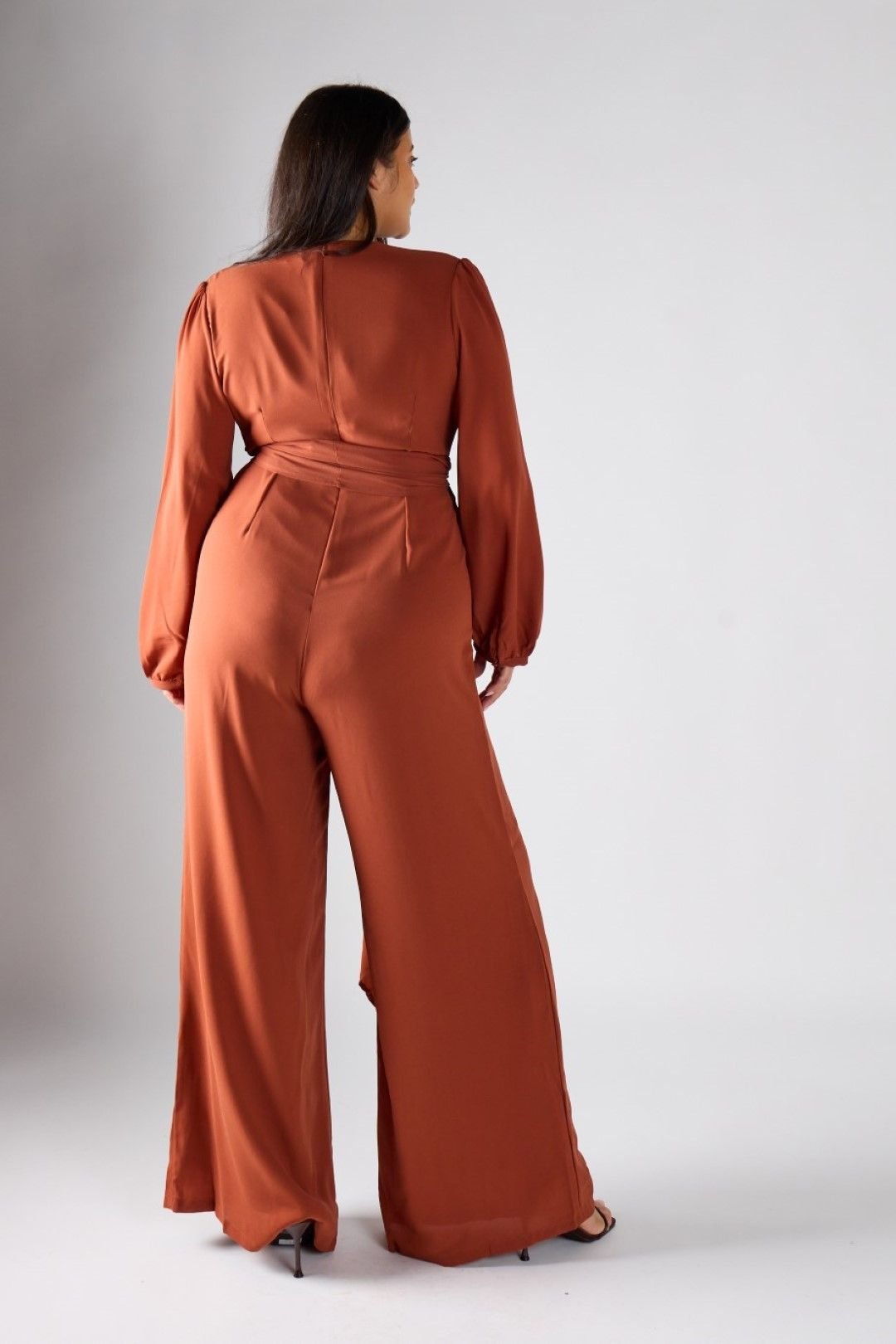 Shnoo Shnoo Women's Long Sleeved Wide-Leg Jumpsuit in Copper - 2